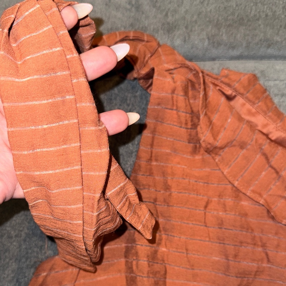 NINE WEST- Women’s Rustic Orange One-Shoulder Top Size Large - Picture 6 of 11